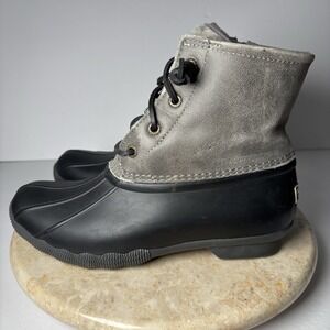 SPERRY Women's size 6.5 Saltwater‎ Duck Boots Black Grey Gray